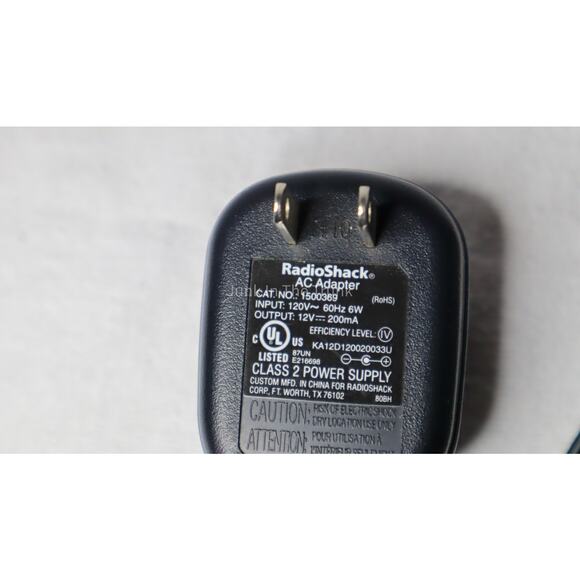 RadioShack AC Adapter Output 12V 200mA Cat NO 1500369 Replacement Charging Cord - Picture 2 of 3